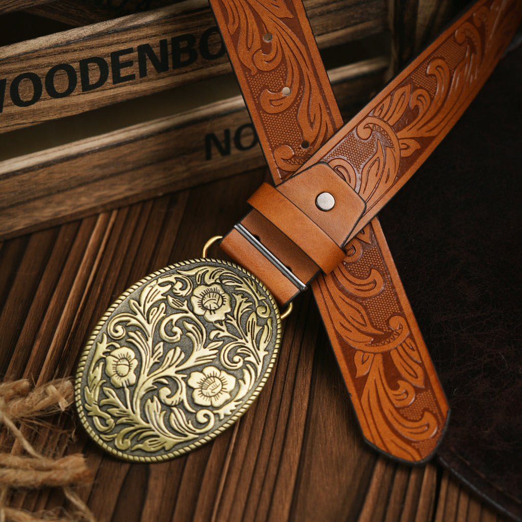 Charly | Men’s Belt | Western Style | Vegan Leather & Durable Metal Buckle