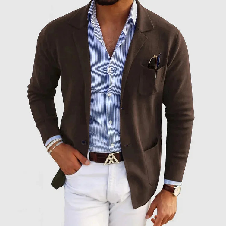 Sisica | Men's Casual Knit Blazer with Patch Pockets