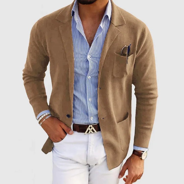 Sisica | Men's Casual Knit Blazer with Patch Pockets