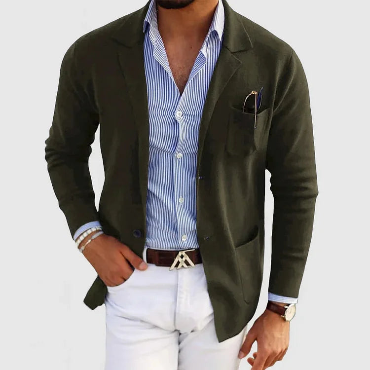 Sisica | Men's Casual Knit Blazer with Patch Pockets