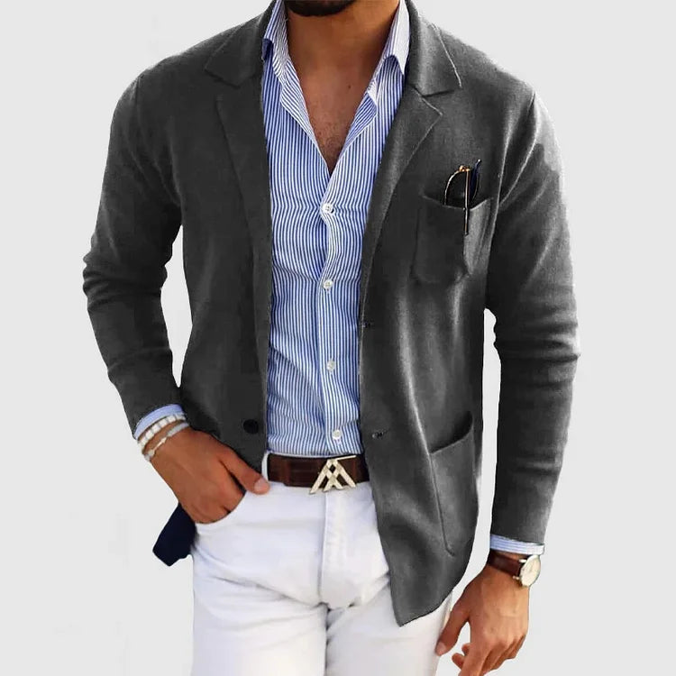 Sisica | Men's Casual Knit Blazer with Patch Pockets