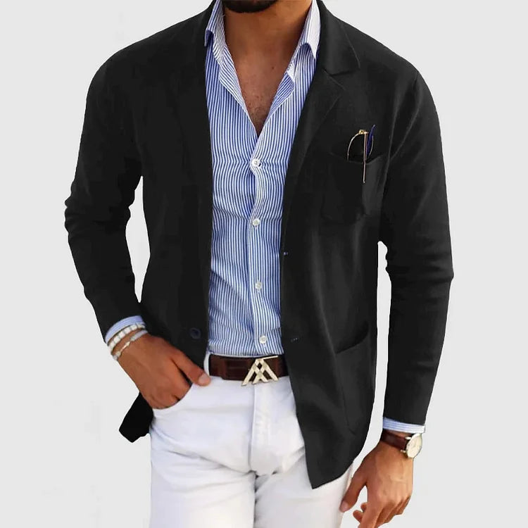 Sisica | Men's Casual Knit Blazer with Patch Pockets