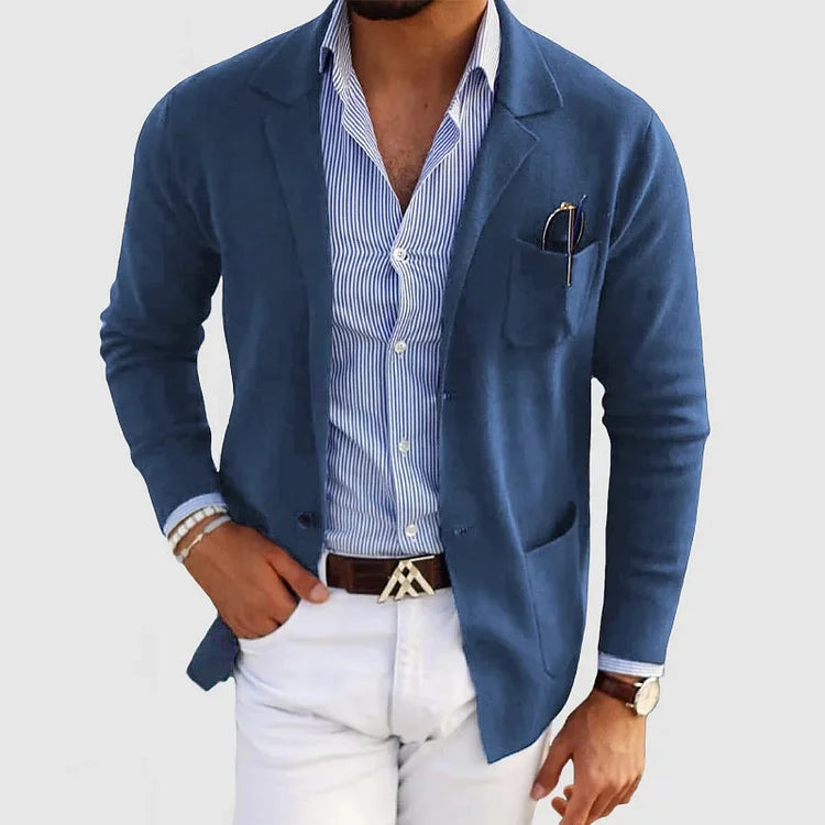 Sisica | Men's Casual Knit Blazer with Patch Pockets