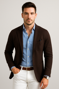 Charly | Men's Casual Knit Blazer with Patch Pockets