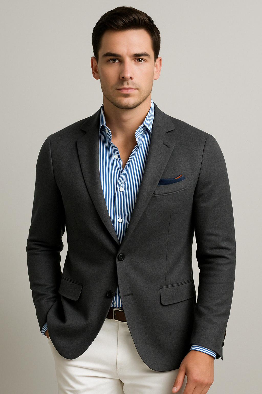 Charly | Men's Casual Knit Blazer with Patch Pockets
