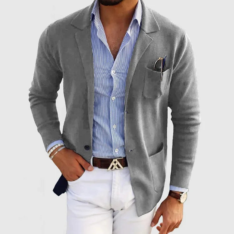 Sisica | Men's Casual Knit Blazer with Patch Pockets