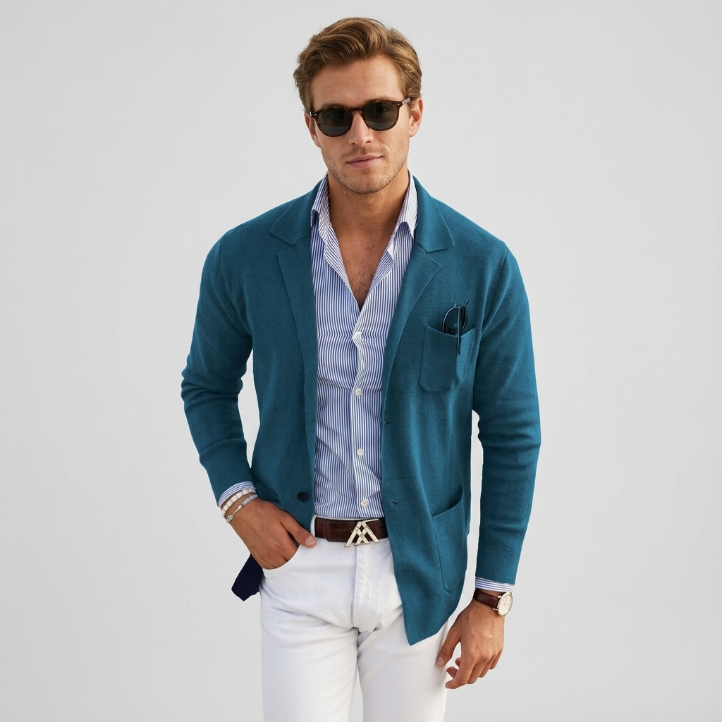Charly | Men's Casual Knit Blazer with Patch Pockets