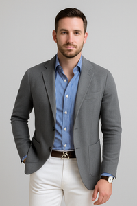 Charly | Men's Casual Knit Blazer with Patch Pockets