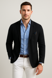 Charly | Men's Casual Knit Blazer with Patch Pockets
