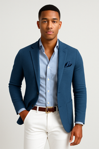 Sisica | Men's Casual Knit Blazer with Patch Pockets