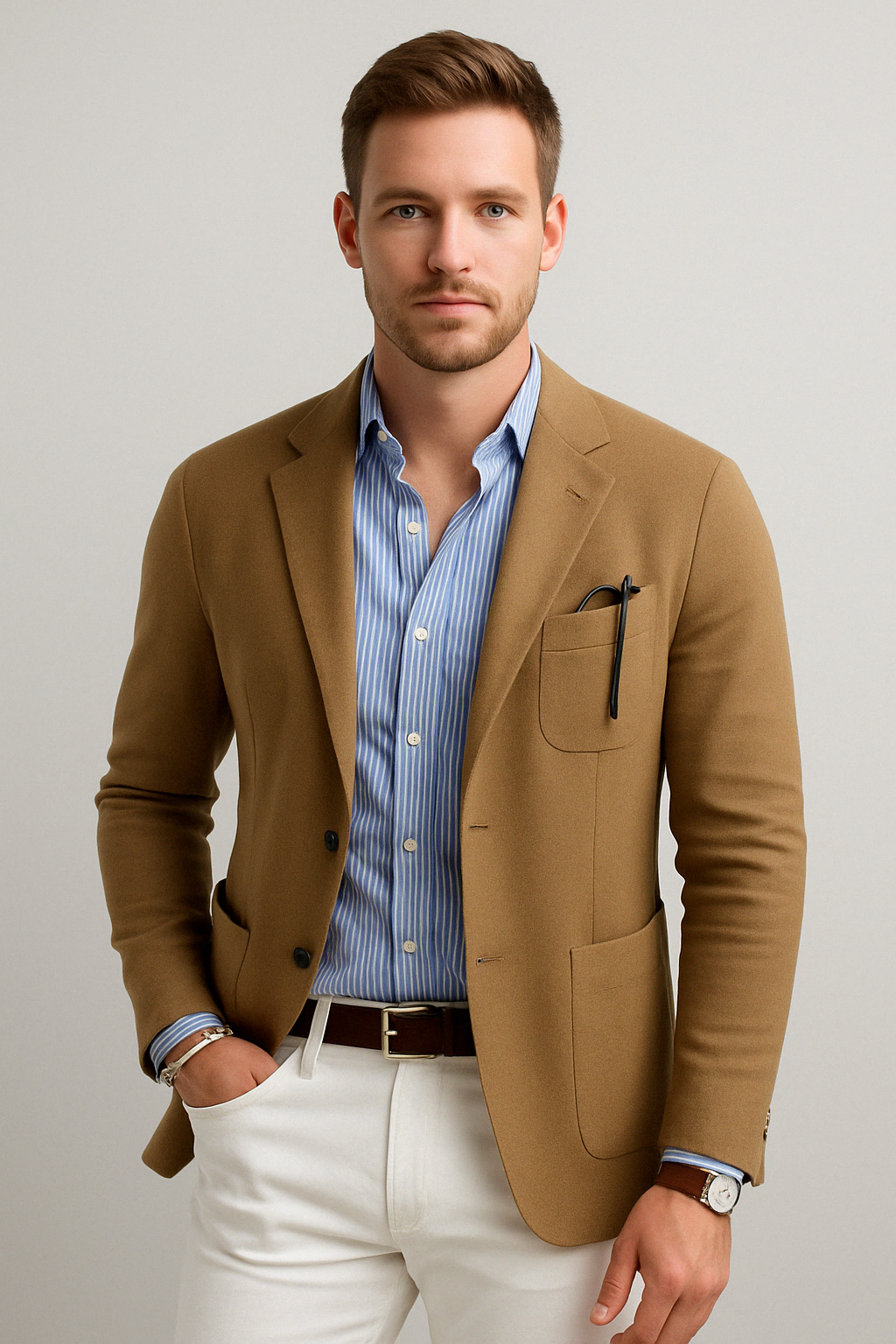 Charly | Men's Casual Knit Blazer with Patch Pockets