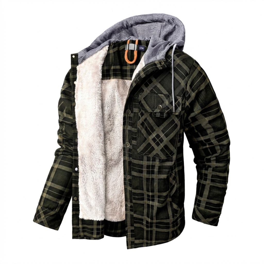 Charly | Men's Plaid Flannel Shirt Jacket with Hood