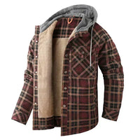 Sisica | Men's Plaid Flannel Shirt Jacket with Hood