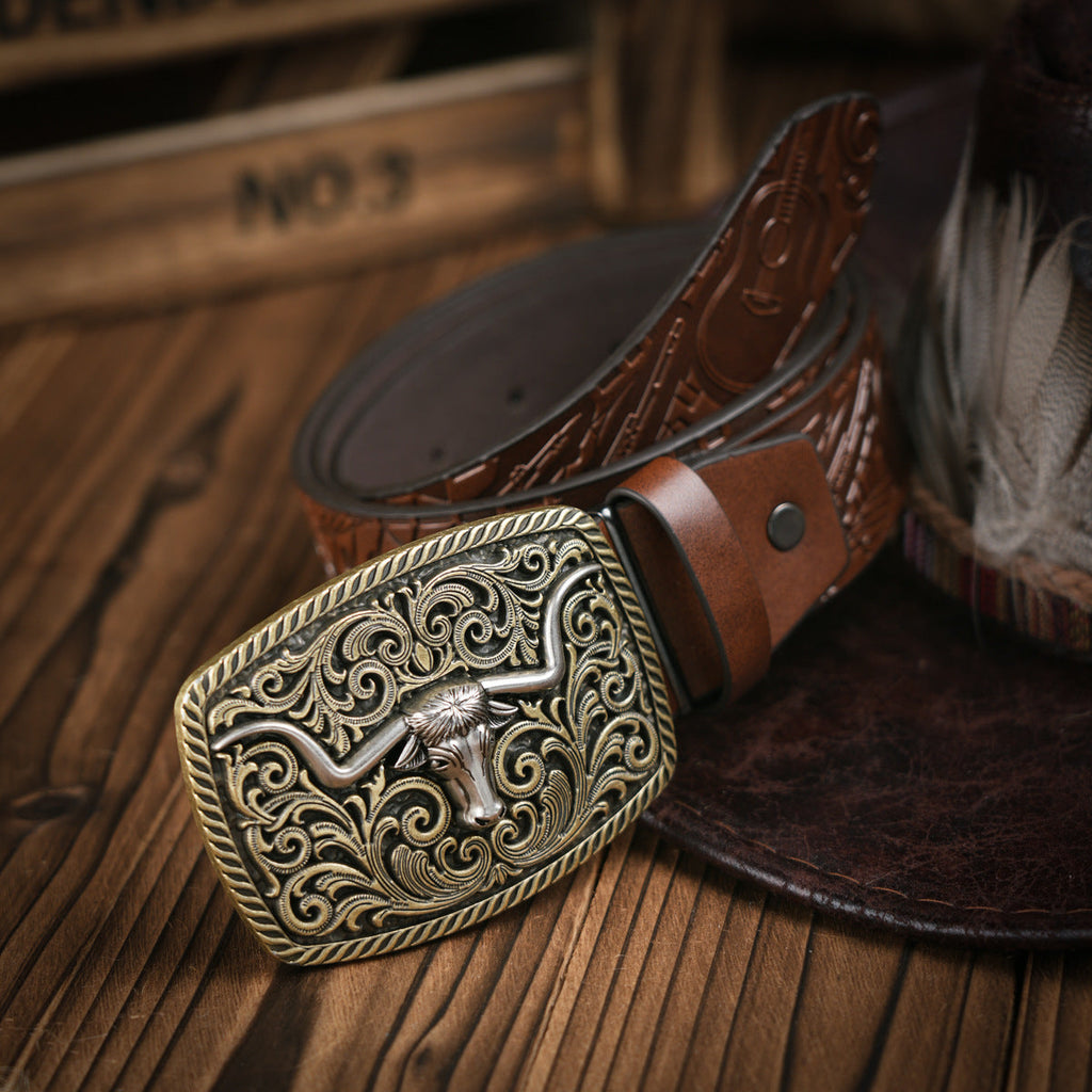 Charly | Men's Western-style – Vegan Leather Belt with Solid Metal Buckle