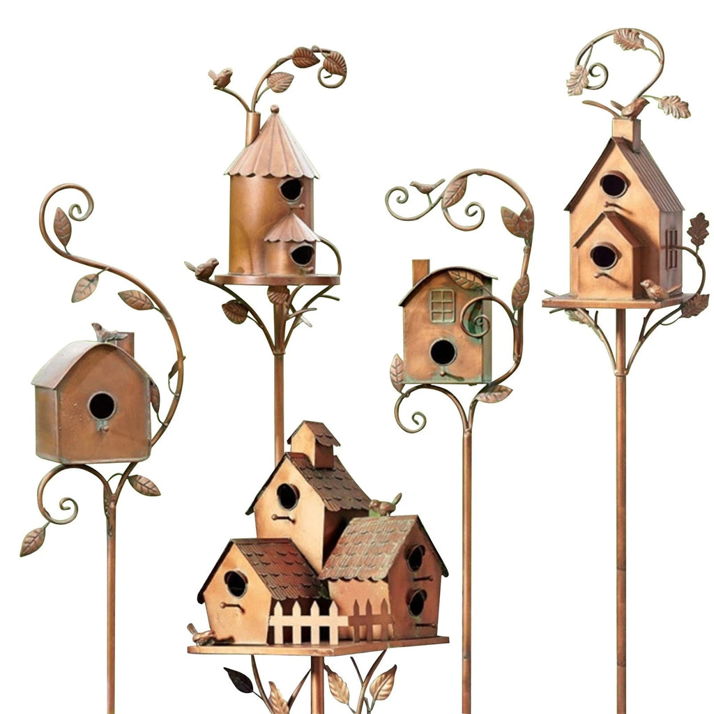 Sisica | Metal Art Birdhouse on Garden Stake - FeatherNest