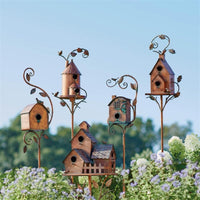 Charly | Metal Art Birdhouse on Garden Stake - FeatherNest