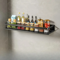 Charly | Metal Wall Shelf for Kitchen | Space-Saving Storage | Black