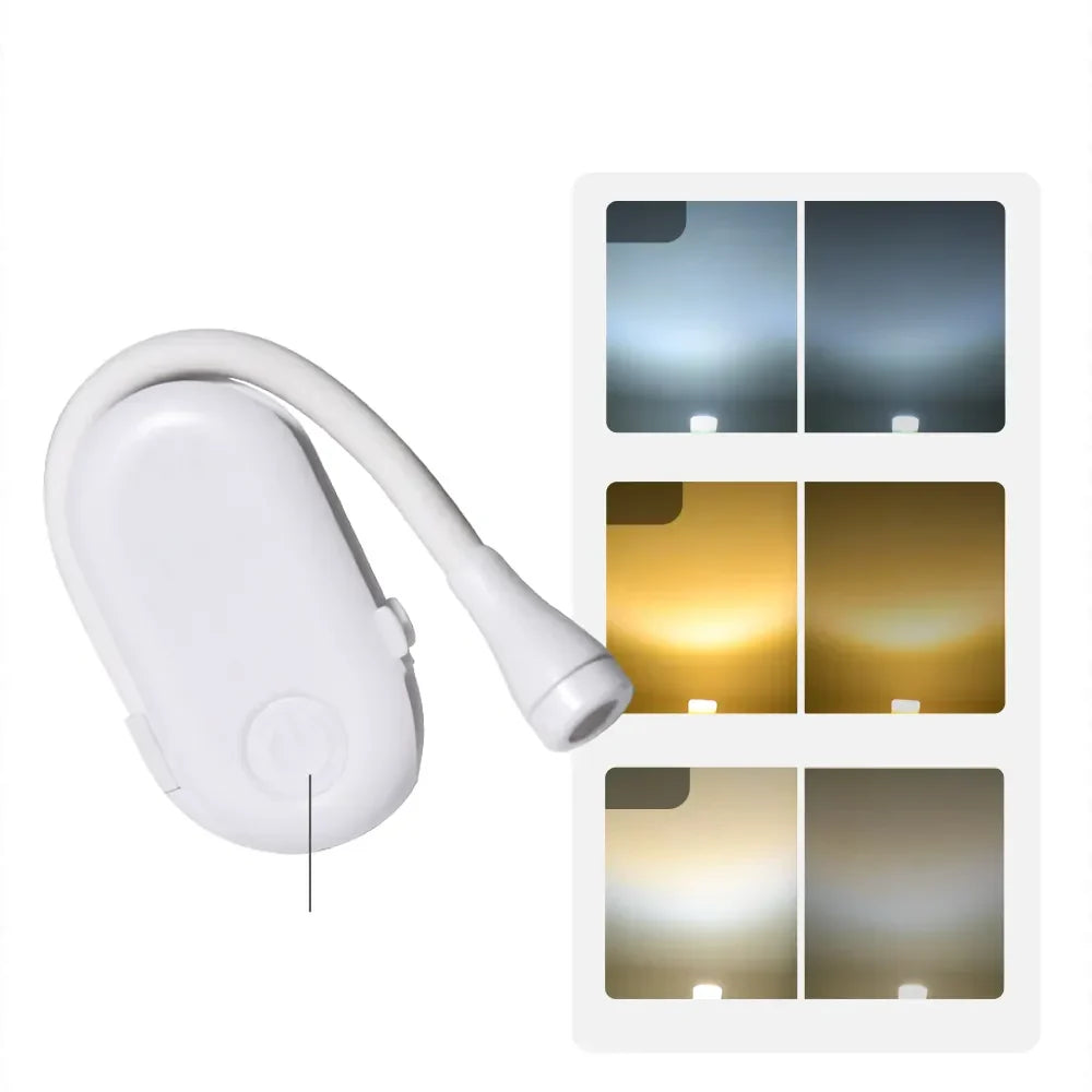 Sisica | Mini Book Light - Portable Clip Light with USB Charging, Dimmable LED for Bedroom, Eye Protection, and Camping - 360° Rotating Clip Book Lamp