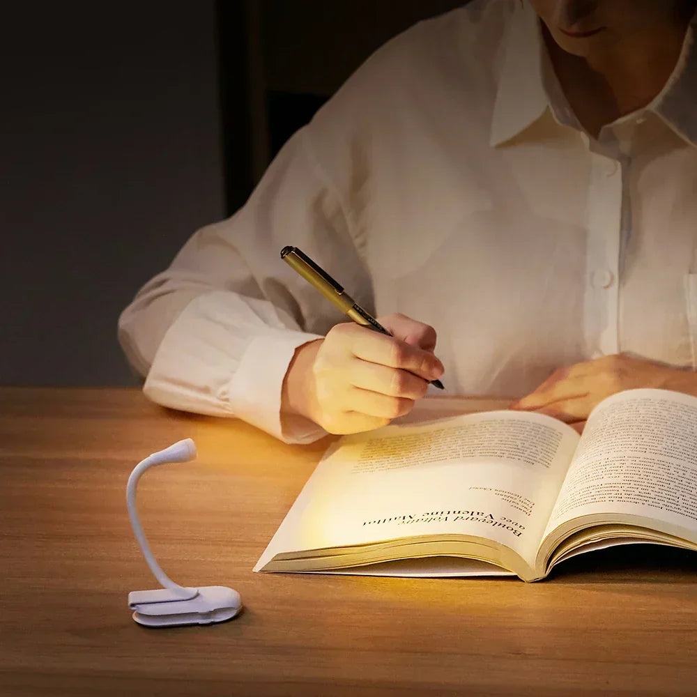 Sisica | Mini Book Light - Portable Clip Light with USB Charging, Dimmable LED for Bedroom, Eye Protection, and Camping - 360° Rotating Clip Book Lamp
