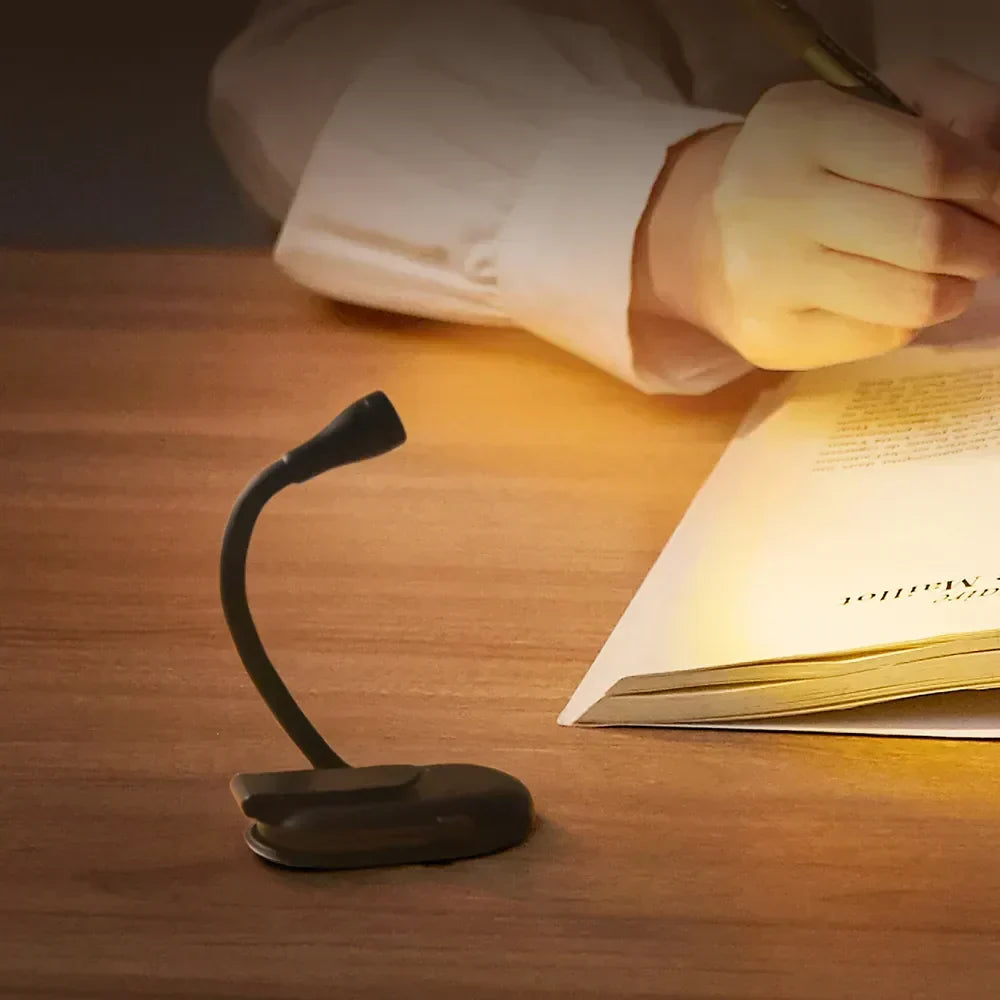 Sisica | Mini Book Light - Portable Clip Light with USB Charging, Dimmable LED for Bedroom, Eye Protection, and Camping - 360° Rotating Clip Book Lamp