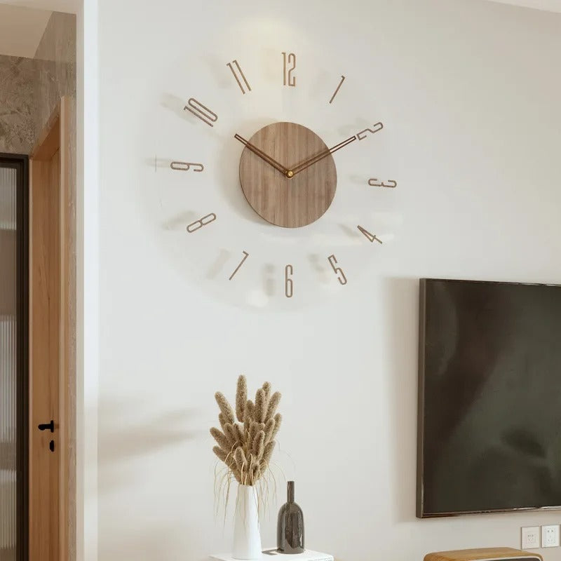 Charly | Modern Wall Clock in Wood – Minimalist and Elegant Design for the Living Room