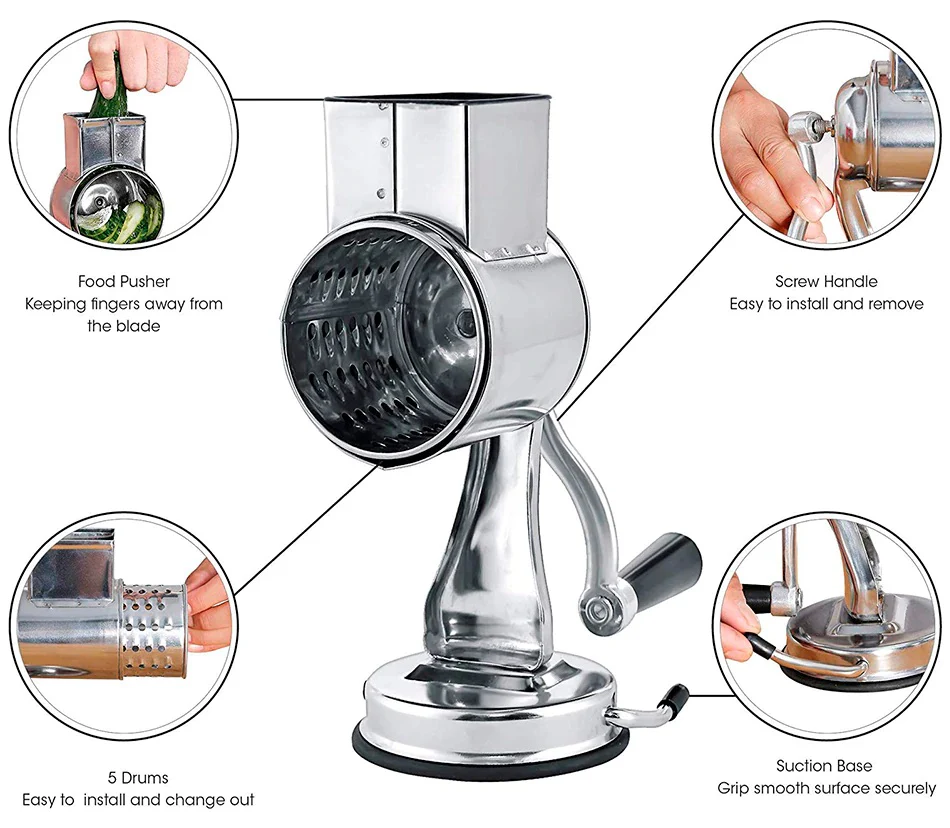 Sisica | Multi-Functional Kitchen Rotary Food Grater Slicer
