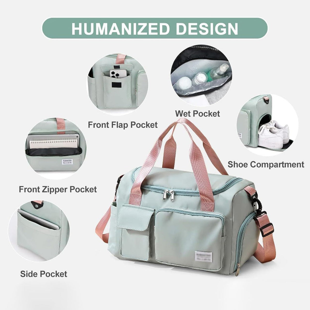 Sisica | Multi-pocket travel bag, sports and gym bag with separate shoe compartment