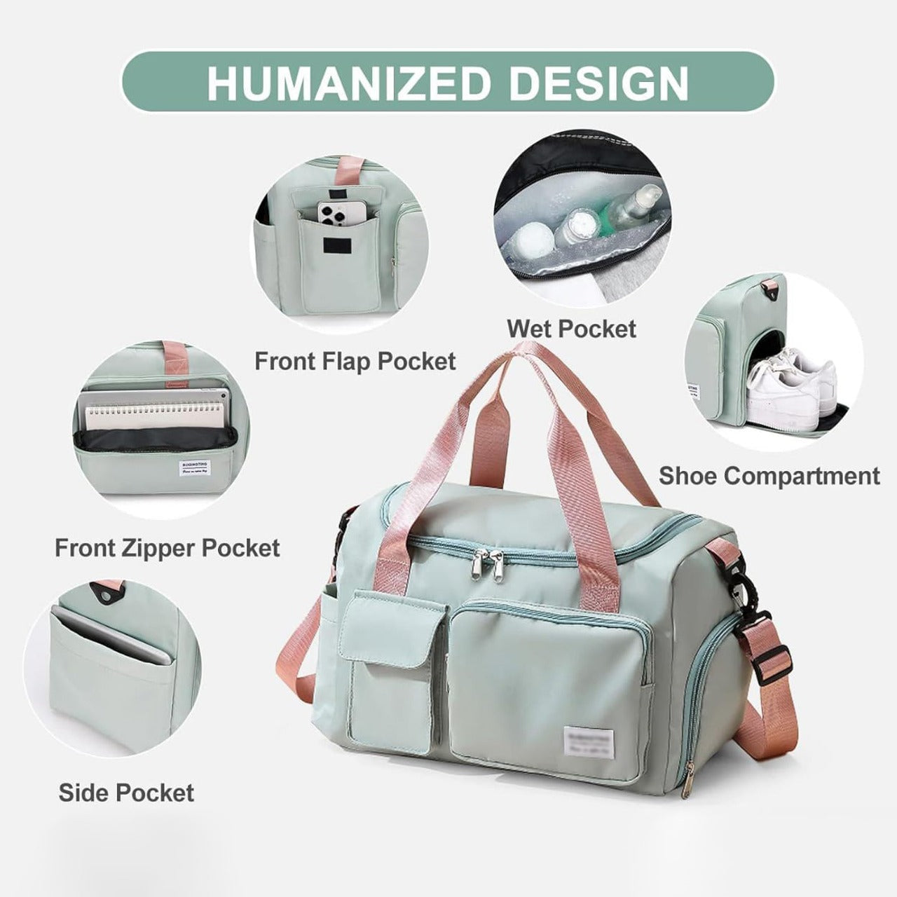 Sisica | Multi-pocket travel bag, sports and gym bag with separate shoe compartment