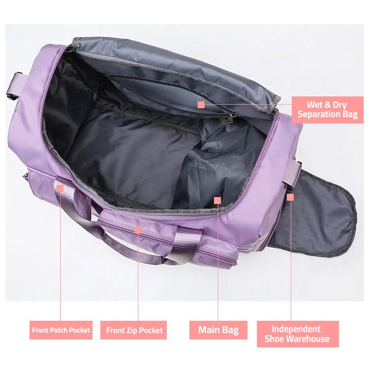 Sisica | Multi-Pocket Travel Bag, Sports and Gym Duffle with Separate Shoe Compartment