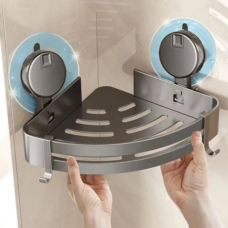 Charly | No-Drill Suction Powered Corner Bathroom Organizer