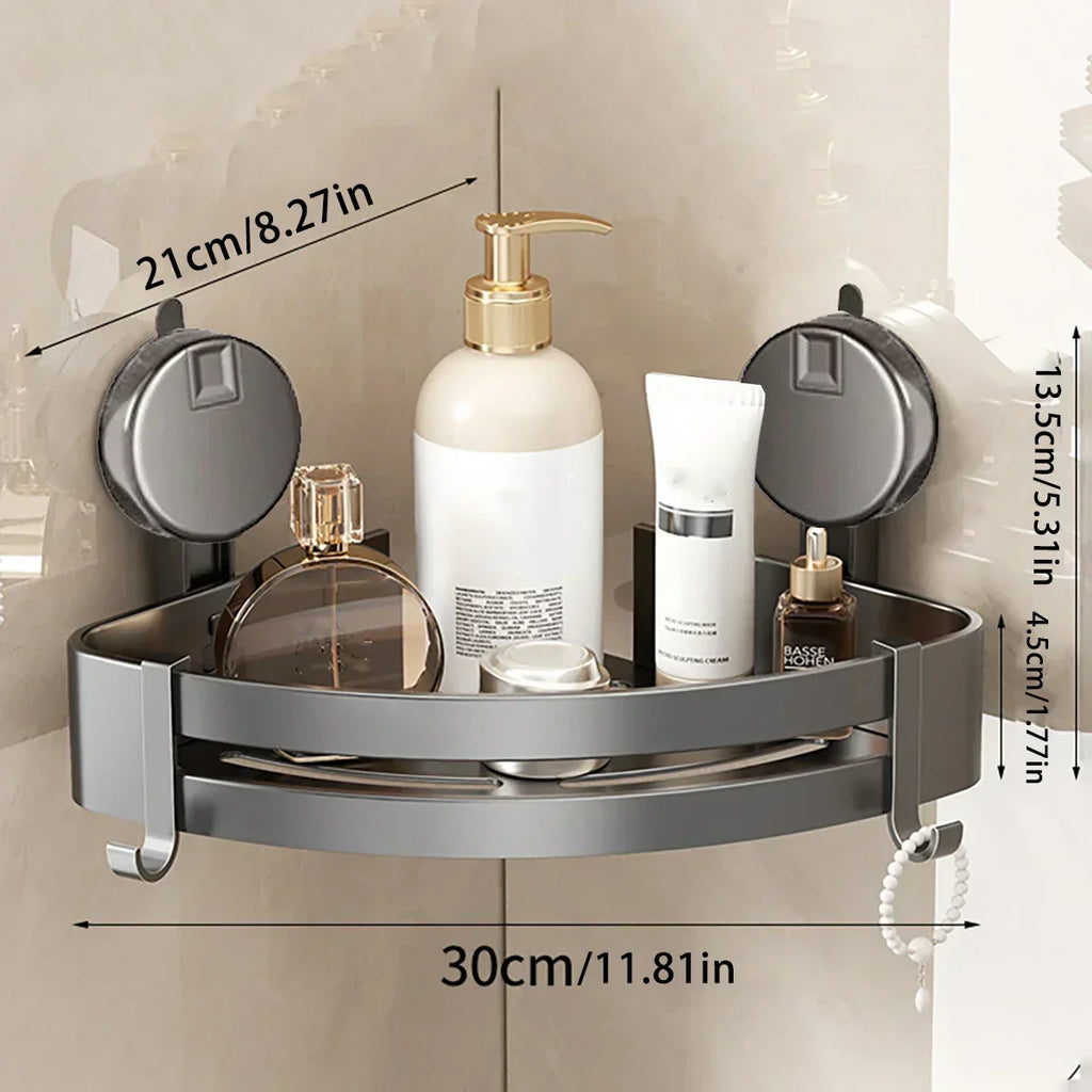 Sisica | No-Drill Suction Powered Corner Bathroom Organizer