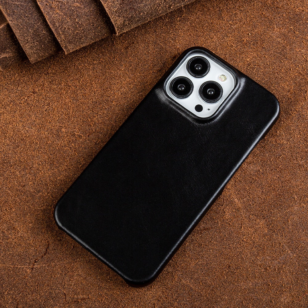 Charly | Oil Wax Genuine Leather Apple iPhone Case