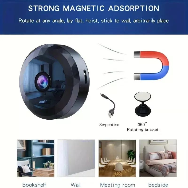 Sisica | OPTIGUARD – Magnetic Mini WiFi Camera 1080P HD with Night Vision & Motion Detection