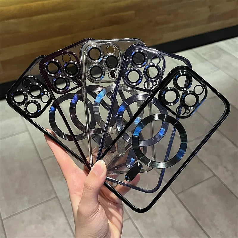 Sisica | Plating Clear Soft Magnetic Case for iPhone