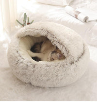 Sisica | Plush Calming Pet Bed | Round Cozy Cat & Dog Bed