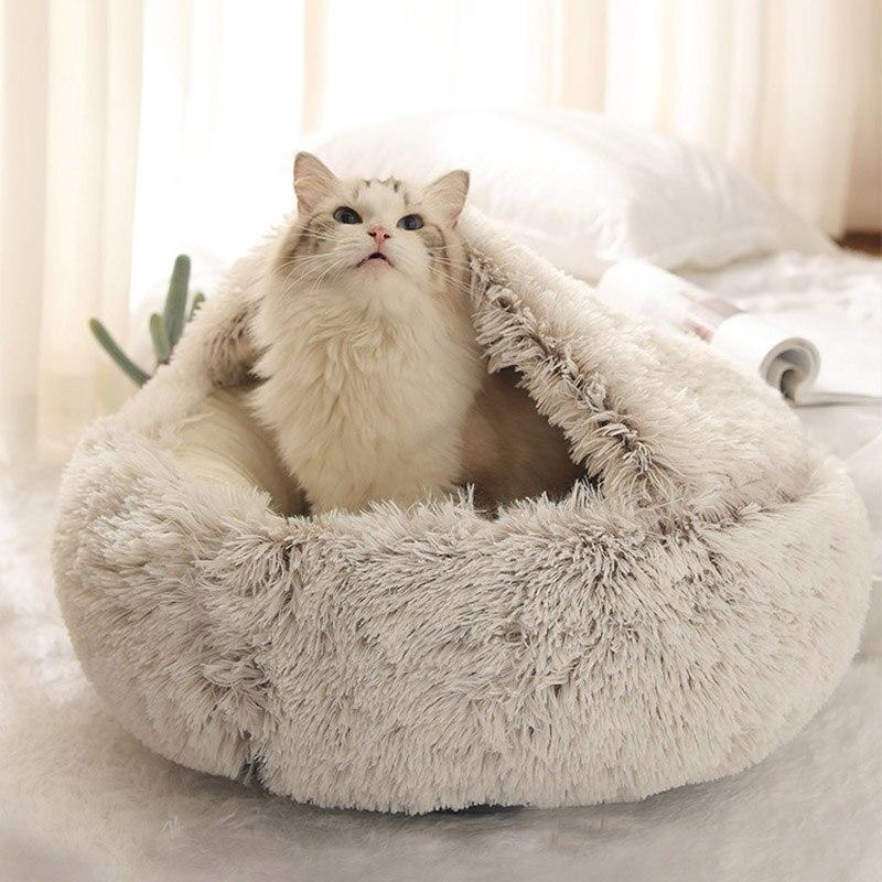 Sisica | Plush Calming Pet Bed | Round Cozy Cat & Dog Bed