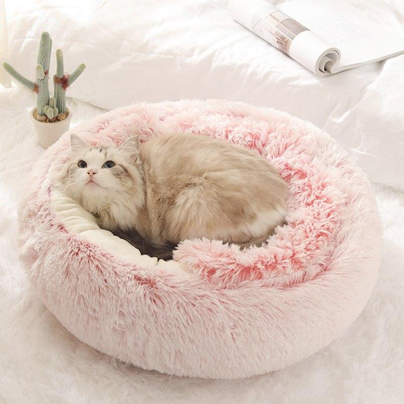 Sisica | Plush Calming Pet Bed | Round Cozy Cat & Dog Bed