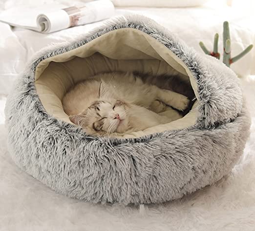 Sisica | Plush Calming Pet Bed | Round Cozy Cat & Dog Bed