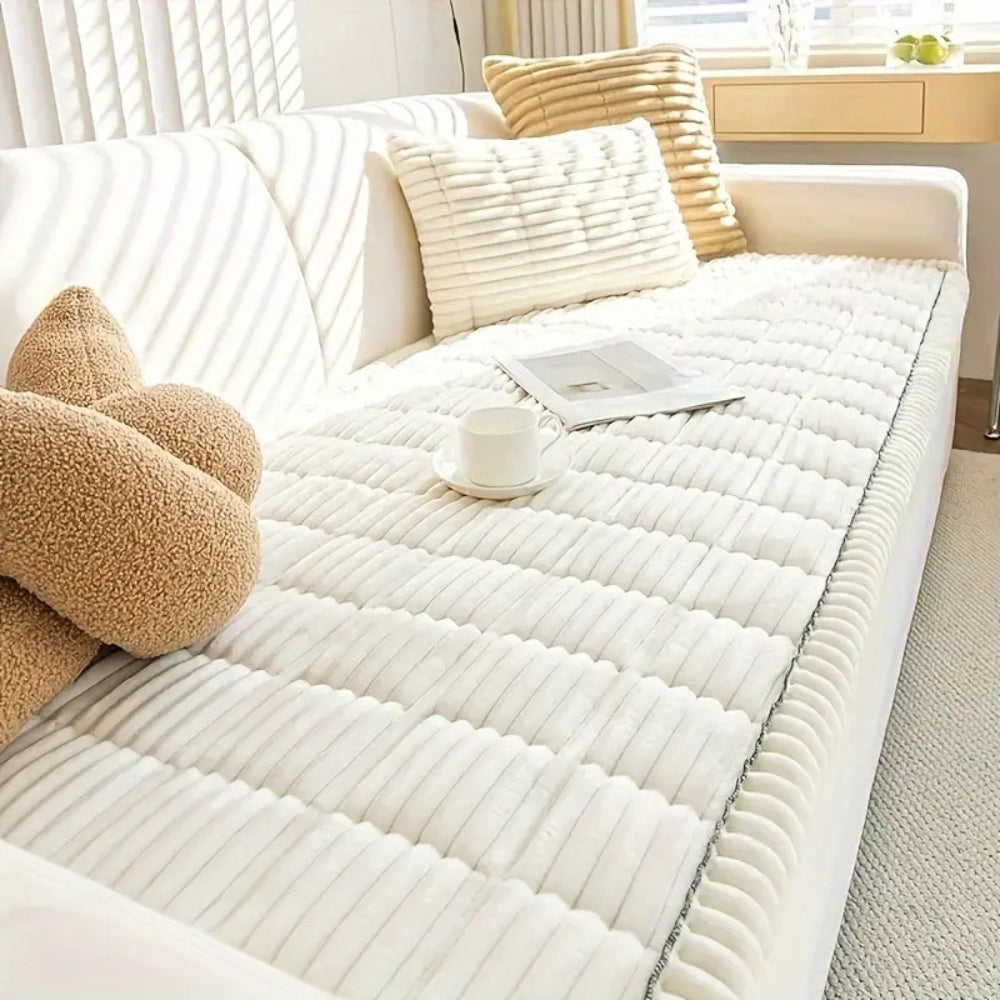 Charly | Plush Pleated Edges Sofa Cover
