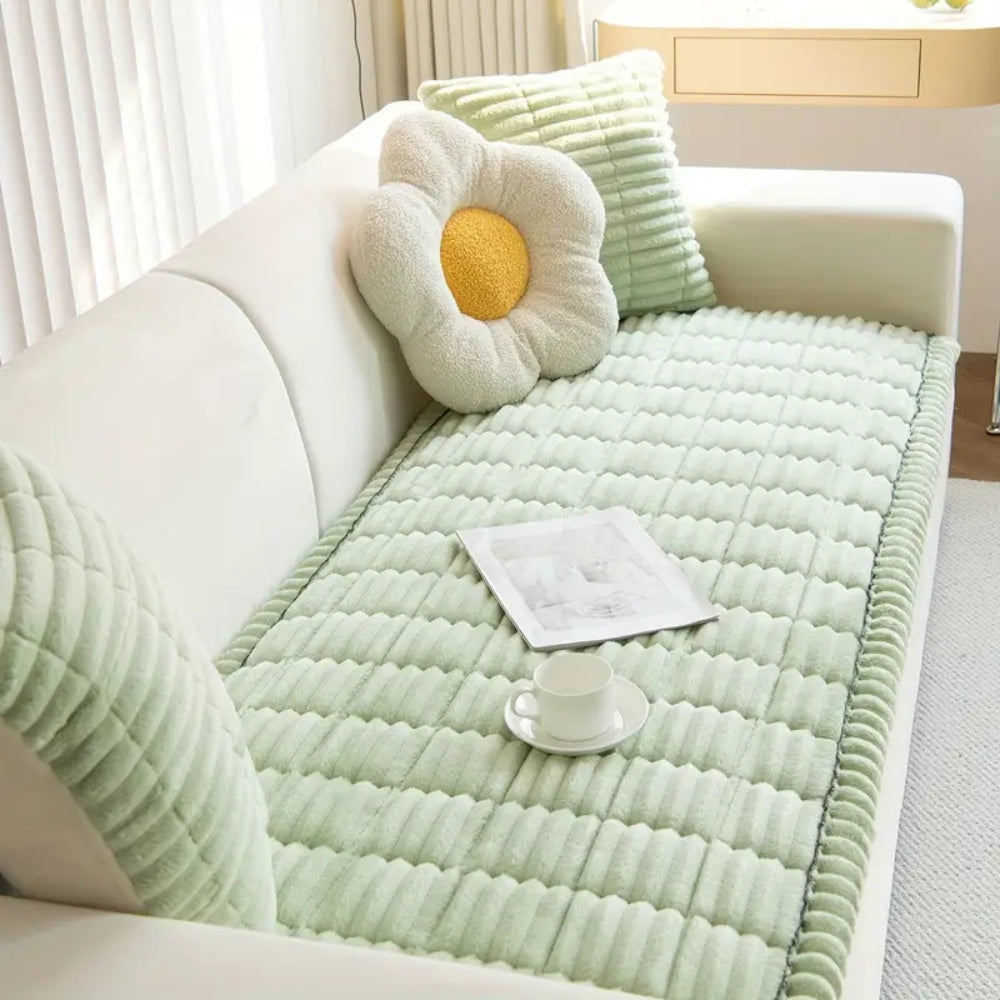 Charly | Plush Pleated Edges Sofa Cover