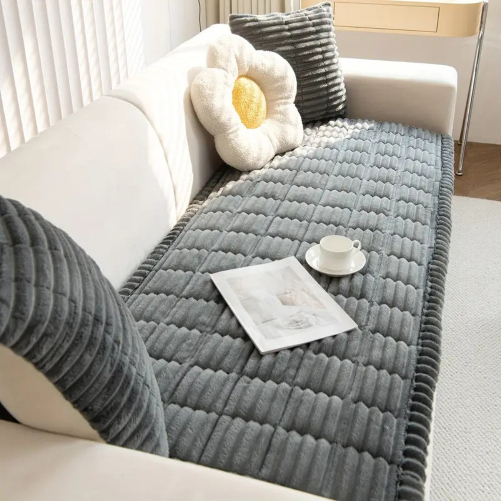 Charly | Plush Pleated Edges Sofa Cover
