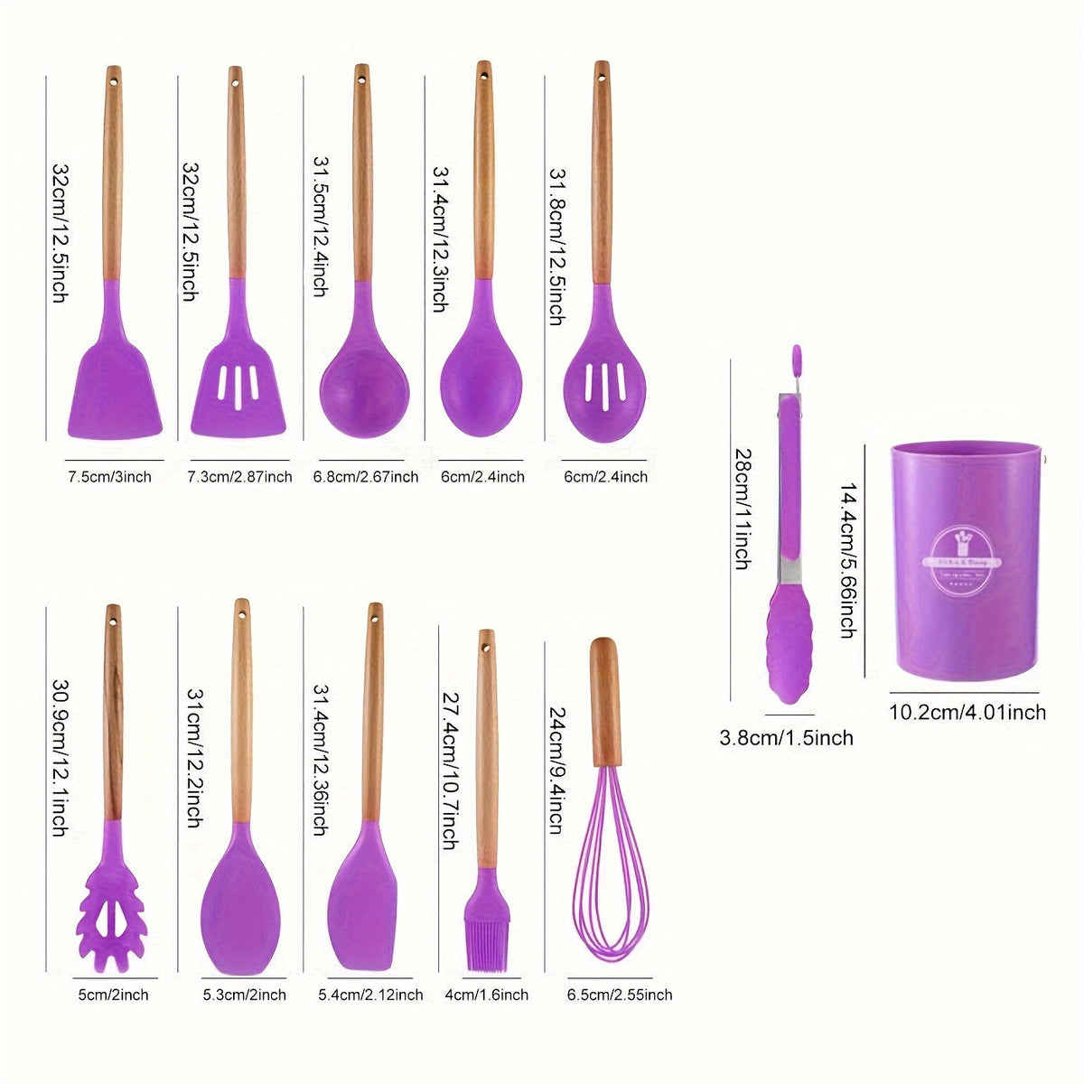 Sisica | 12-Piece Silicone & Wood Kitchen Tool Set