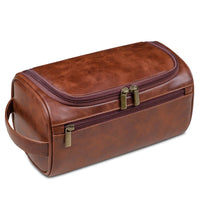 Charly | Premium Leather Toilet Bag for Men – Waterproof Hanging Travel Wash Bag