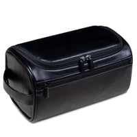 Charly | Premium Leather Toiletry Bag | Three-Layer Water-Repellent Design | Integrated Metal Hook for Hanging | 25x13x13 cm | Compact Travel Organizer with Quick Access Pocket