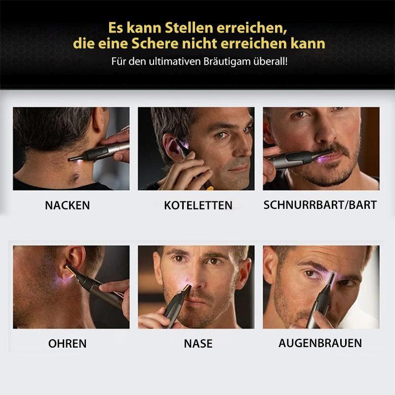 Sisica | Professional Ultra-Thin Precision Trimmer | Titanium Stainless Steel Blades | Integrated LED Light | Micro-Oscillation Technology | For Nose, Ears & Contours