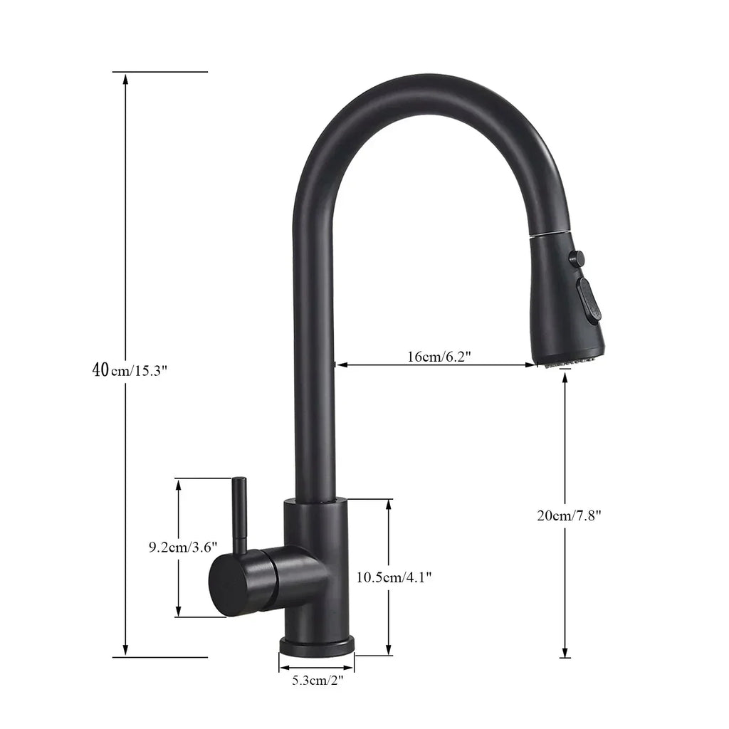 Sisica | Retractable Kitchen Faucet w/ Single Lever & Spray, Steel