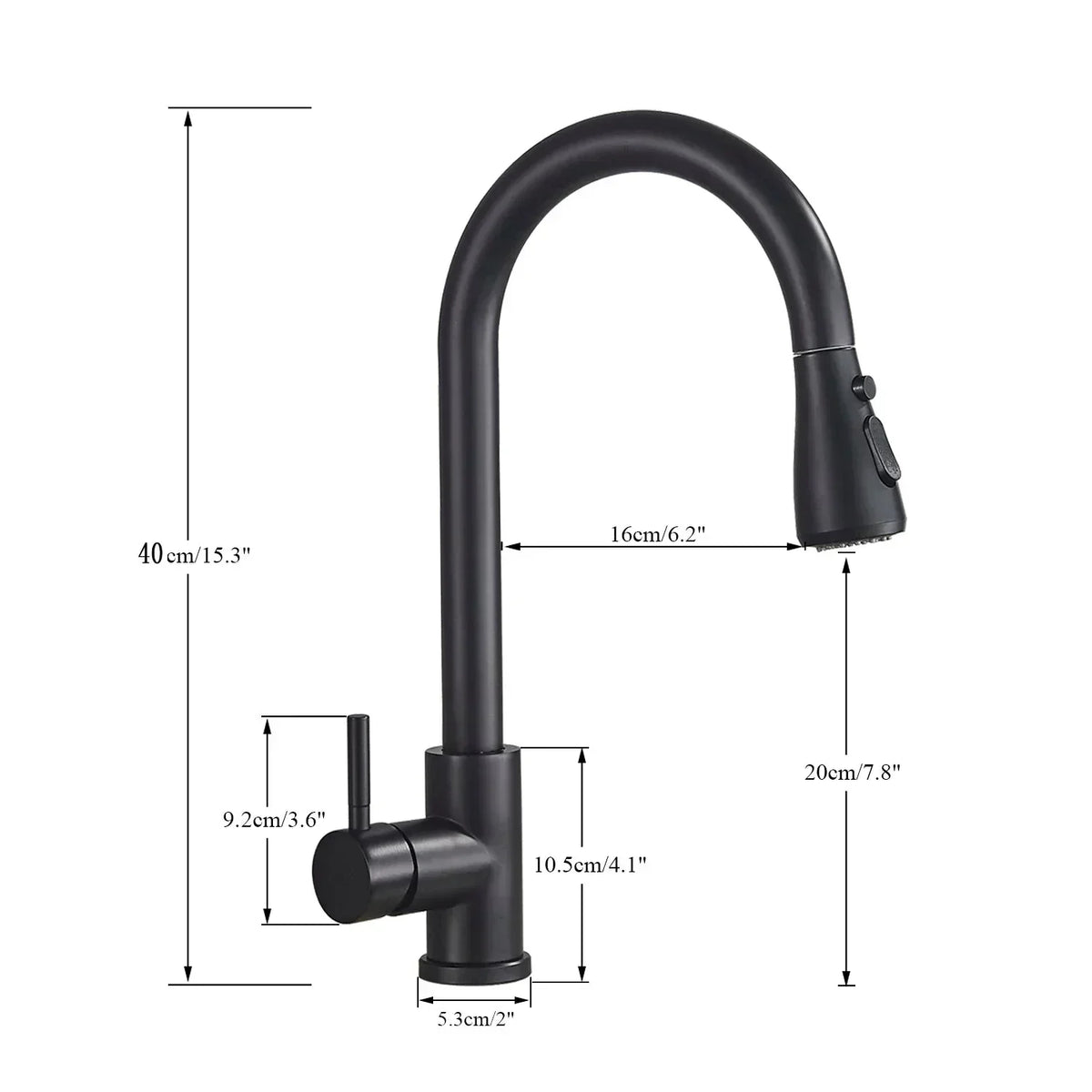 Sisica | Retractable Kitchen Faucet w/ Single Lever & Spray, Steel