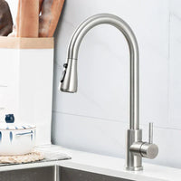 Charly | Pull-Out Faucet with Single Lever Mixer – Flexible Faucet with Shower Function, High Quality Stainless Steel, Ideal for Modern Kitchens, Easy Installation