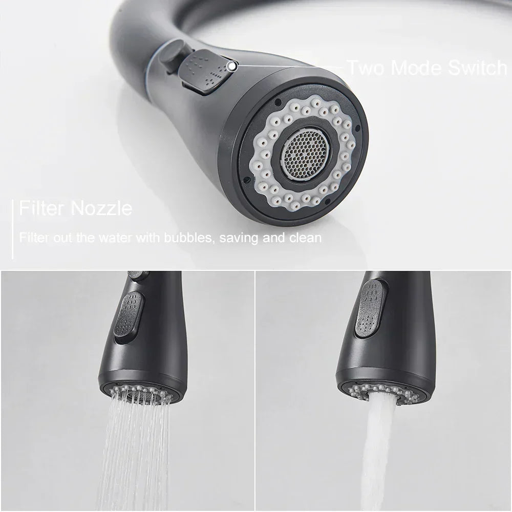 Sisica | Retractable Kitchen Faucet w/ Single Lever & Spray, Steel