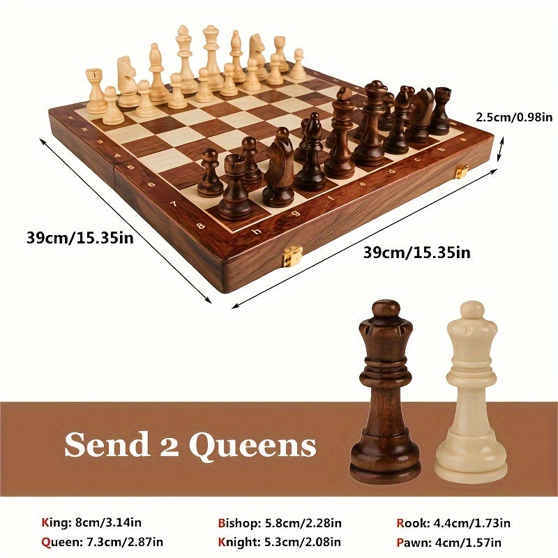 Sisica | RoyalWood Chess Set – Solid Wood Board, Detailed Pieces